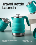 Collapsible silicone travel kettle expanded with stainless steel base