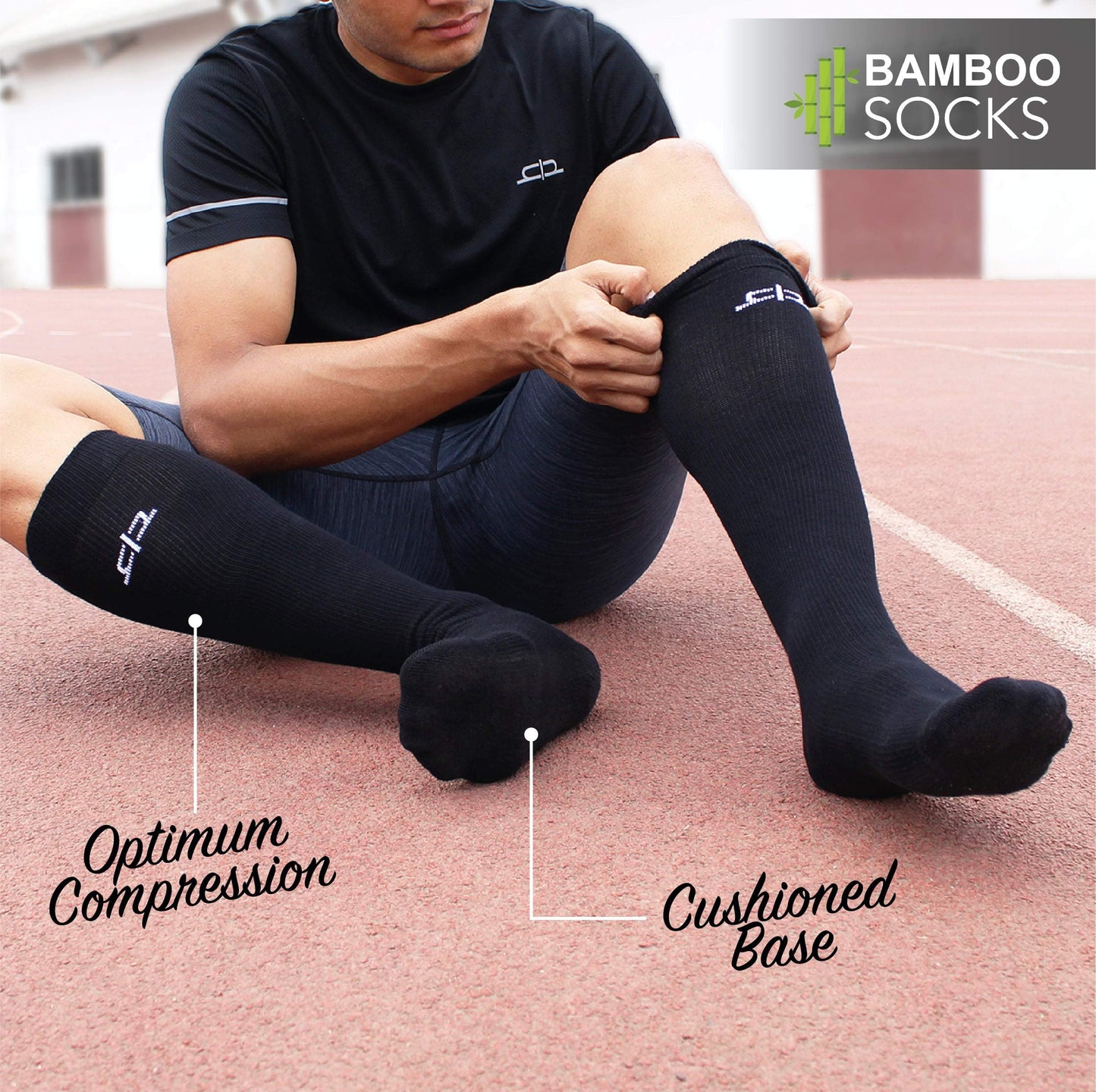 Heelium Bamboo Compression Socks For Men & Women | Odour Free & Superior Grip | Running, Cycling, Boosts Blood Circulation & Recovery