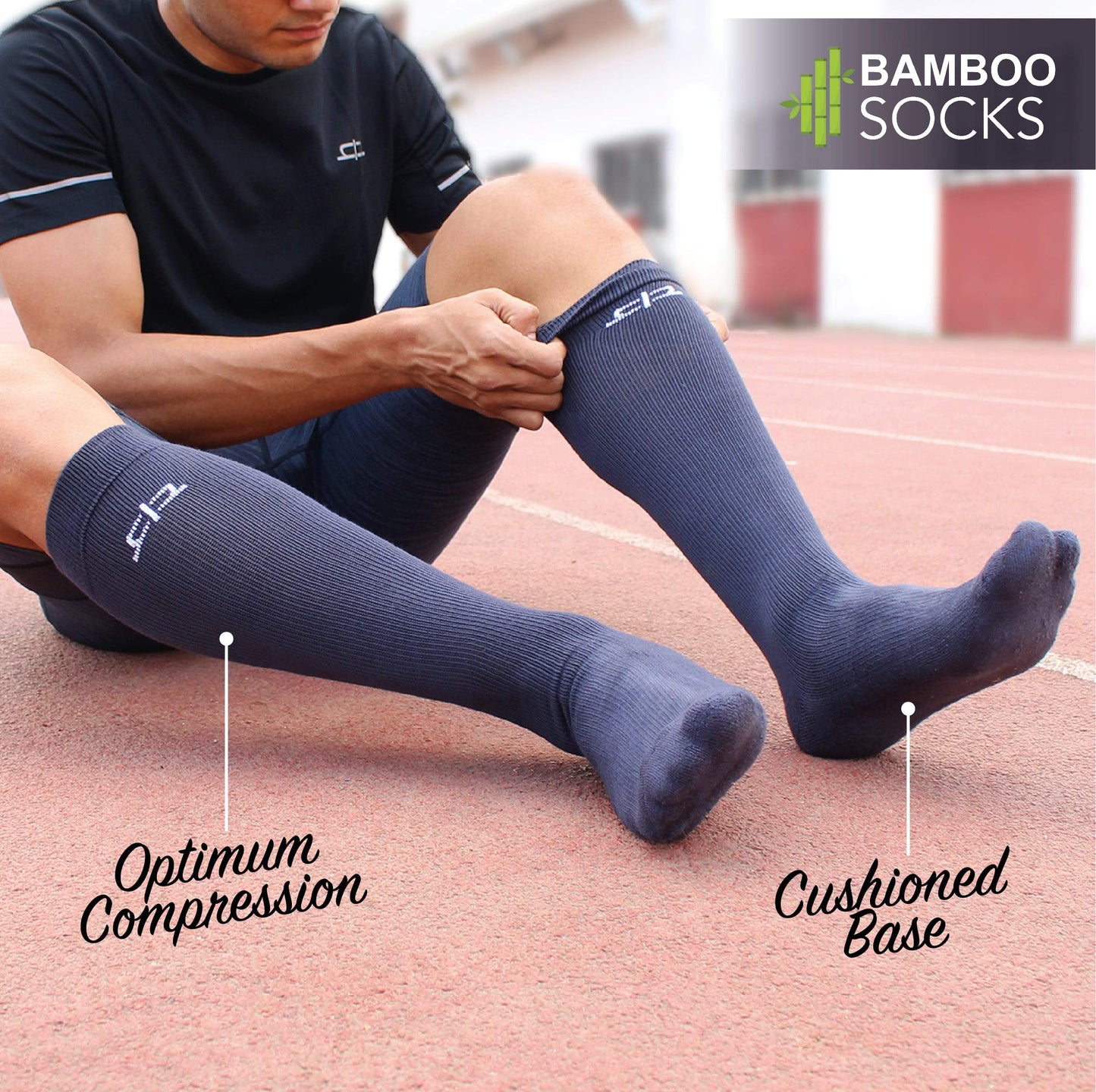 Heelium Bamboo Compression Socks For Men & Women | Odour Free & Superior Grip | Running, Cycling, Boosts Blood Circulation & Recovery